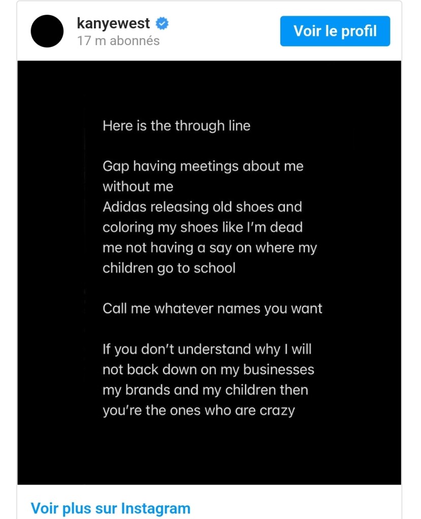 kanye sur insta