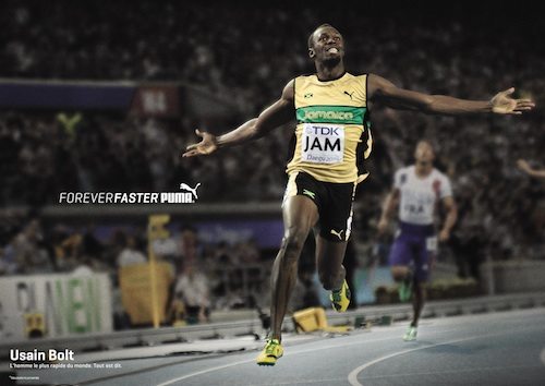 Publicité Puma Forever Faster avec Usain Bolt
