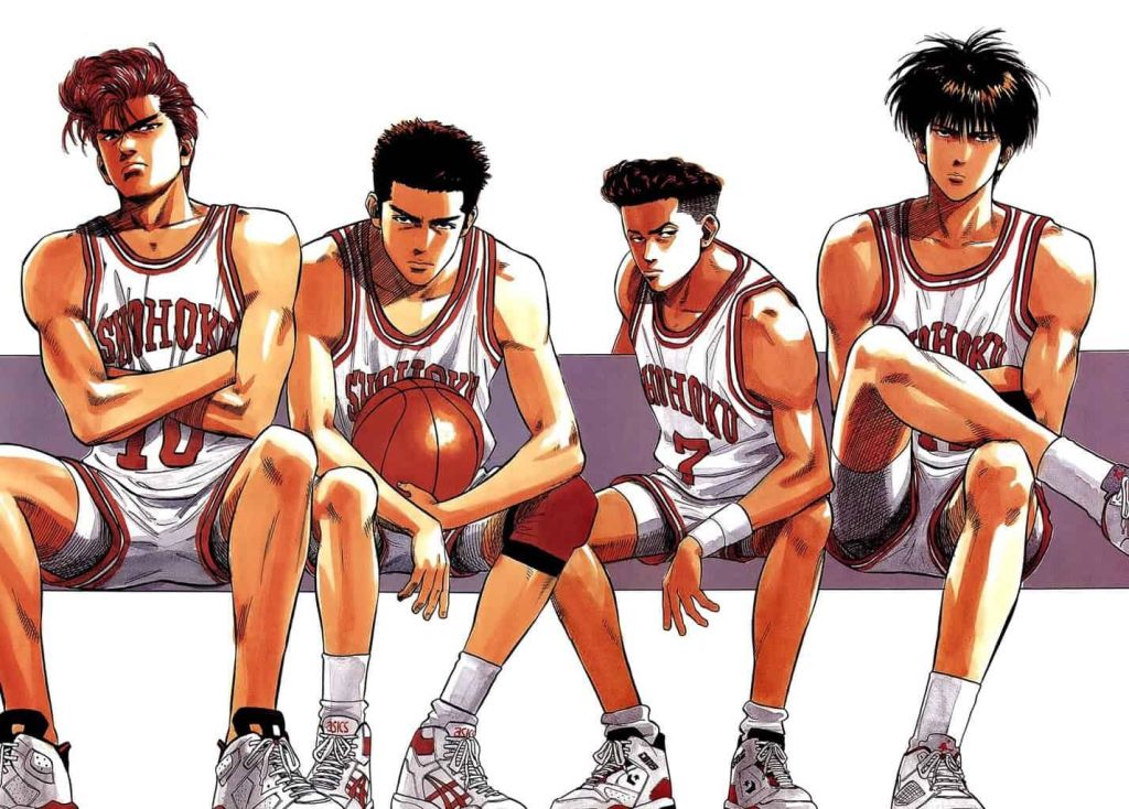 L'équipe de basket de shohoku dans slam dunk