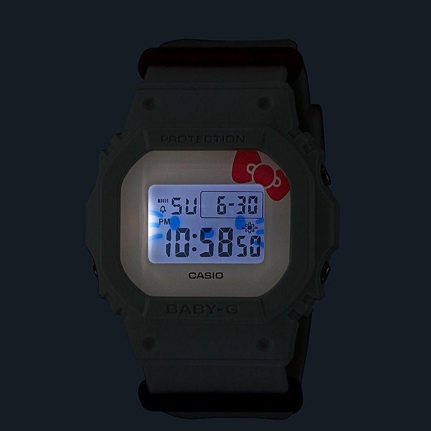 Le cadran illuminé de la montre Hello Kitty