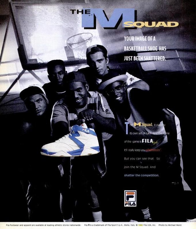 Une publicité d'époque pour les Fila M-Squad 
