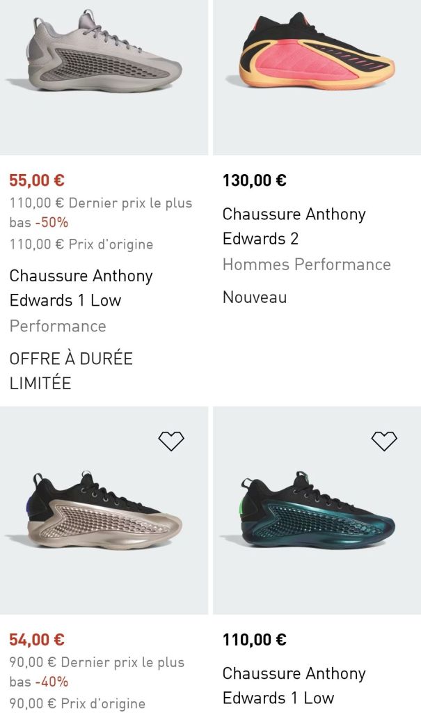 Le prix des adidas AE2