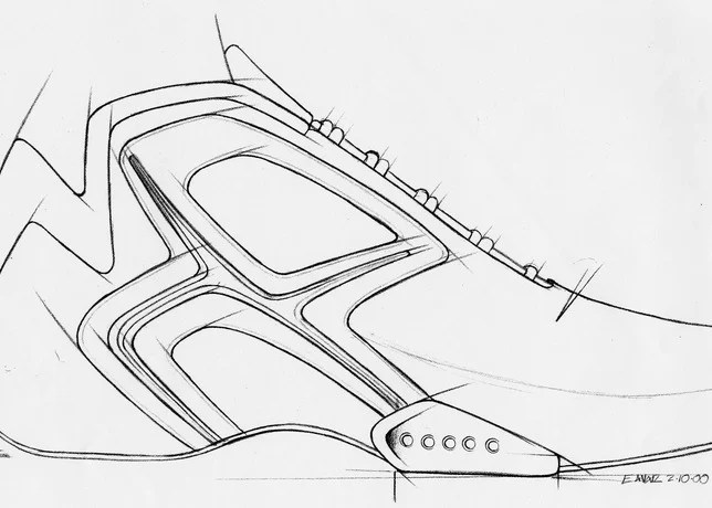 croquis de la Nike Air Hyperflight lors de sa conception