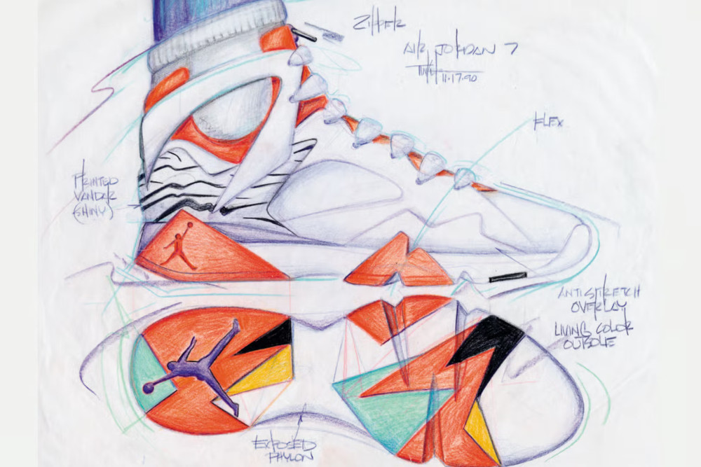 le design des Air Jordan VII par Tinker Hatfield