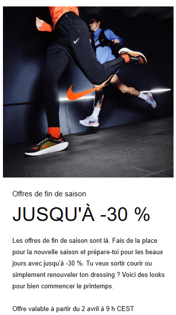 les offres promos Nike de fin de trimestre
