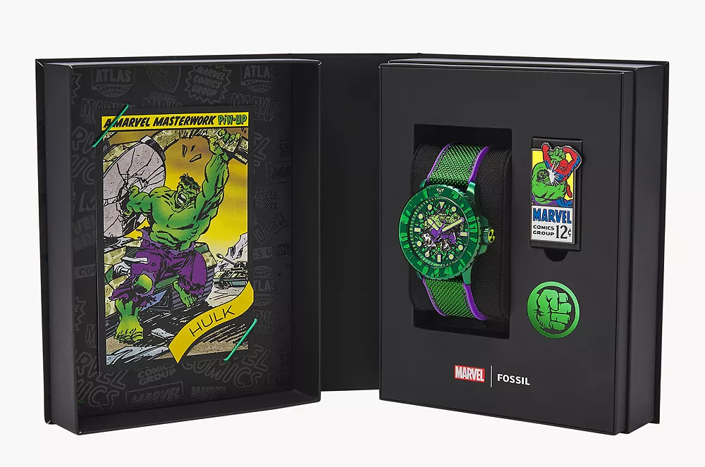 Le coffret de la montre Fossil X Hulk