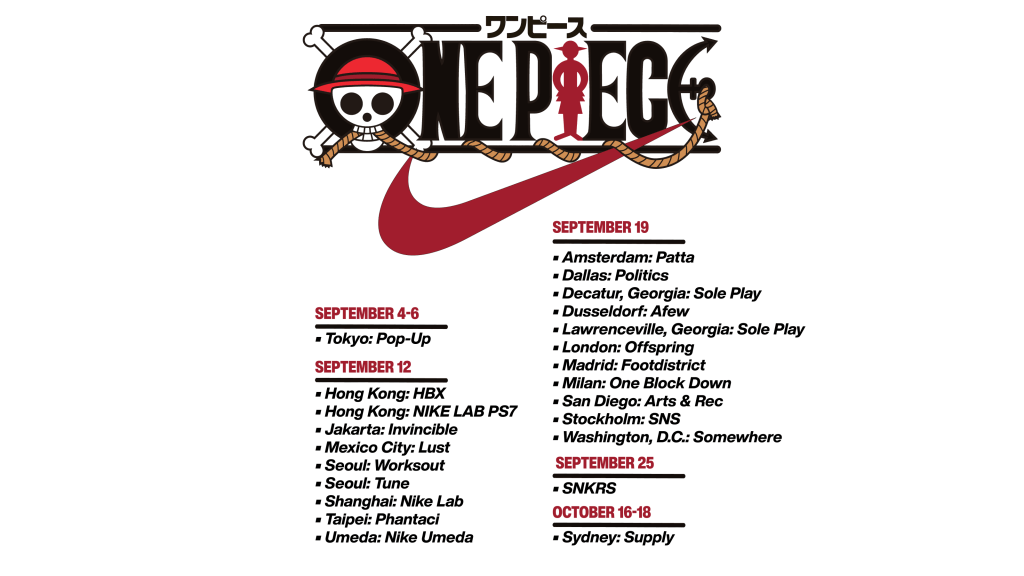 Les dates de sortie de la collection Nike One Piece